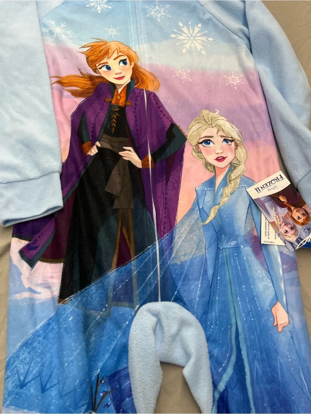 Disney Frozen Anna & Elsa Light Blue and Pink One Piece Pajamas Size 4/5 NWT